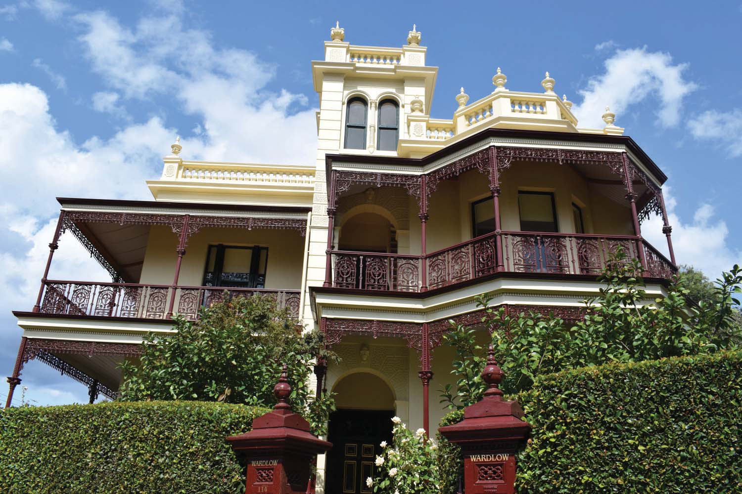 Restored facade and ironwork of Wardlow in Parkville