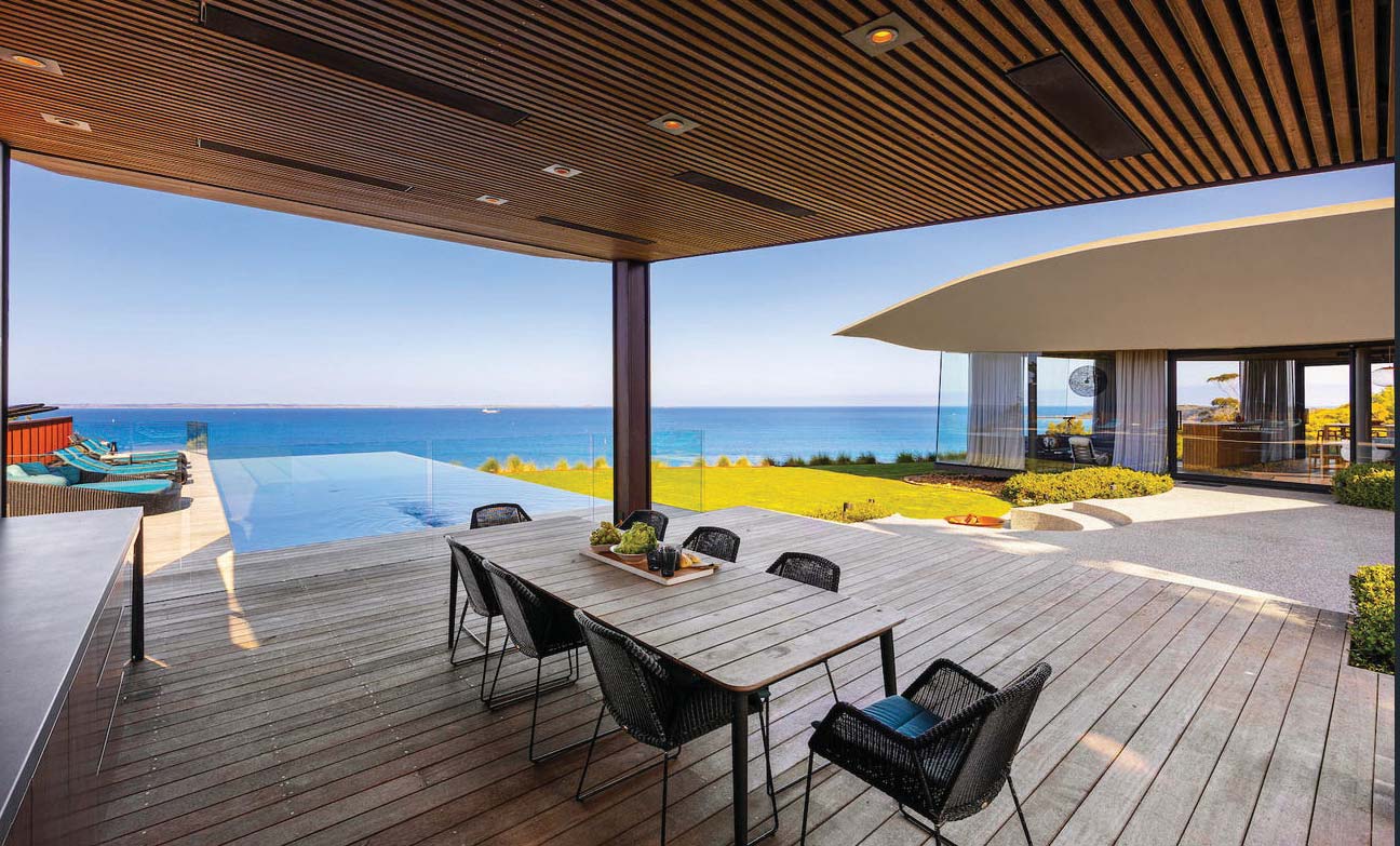 Flinders house terrace, landscape and infinity pool